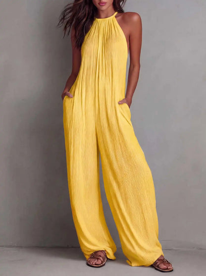Halter Neck Wide Leg Jumpsuit | Wovetsa