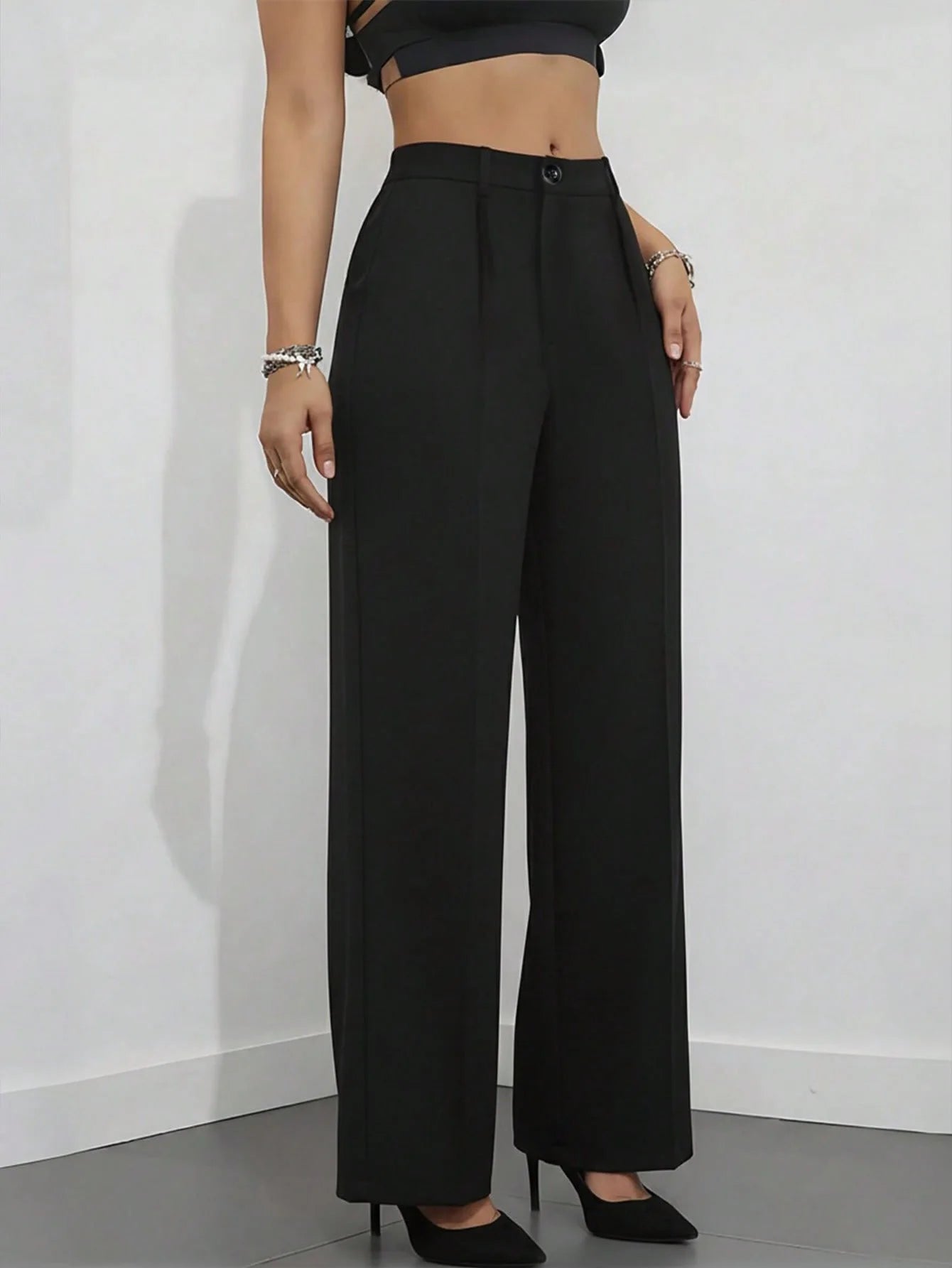 High-Waist Wide-Leg Dress Pants | Wovetsa