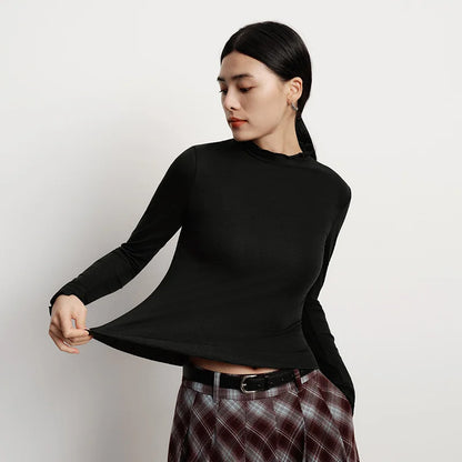 Wool Ruffled Trim Knit Top | Wovetsa