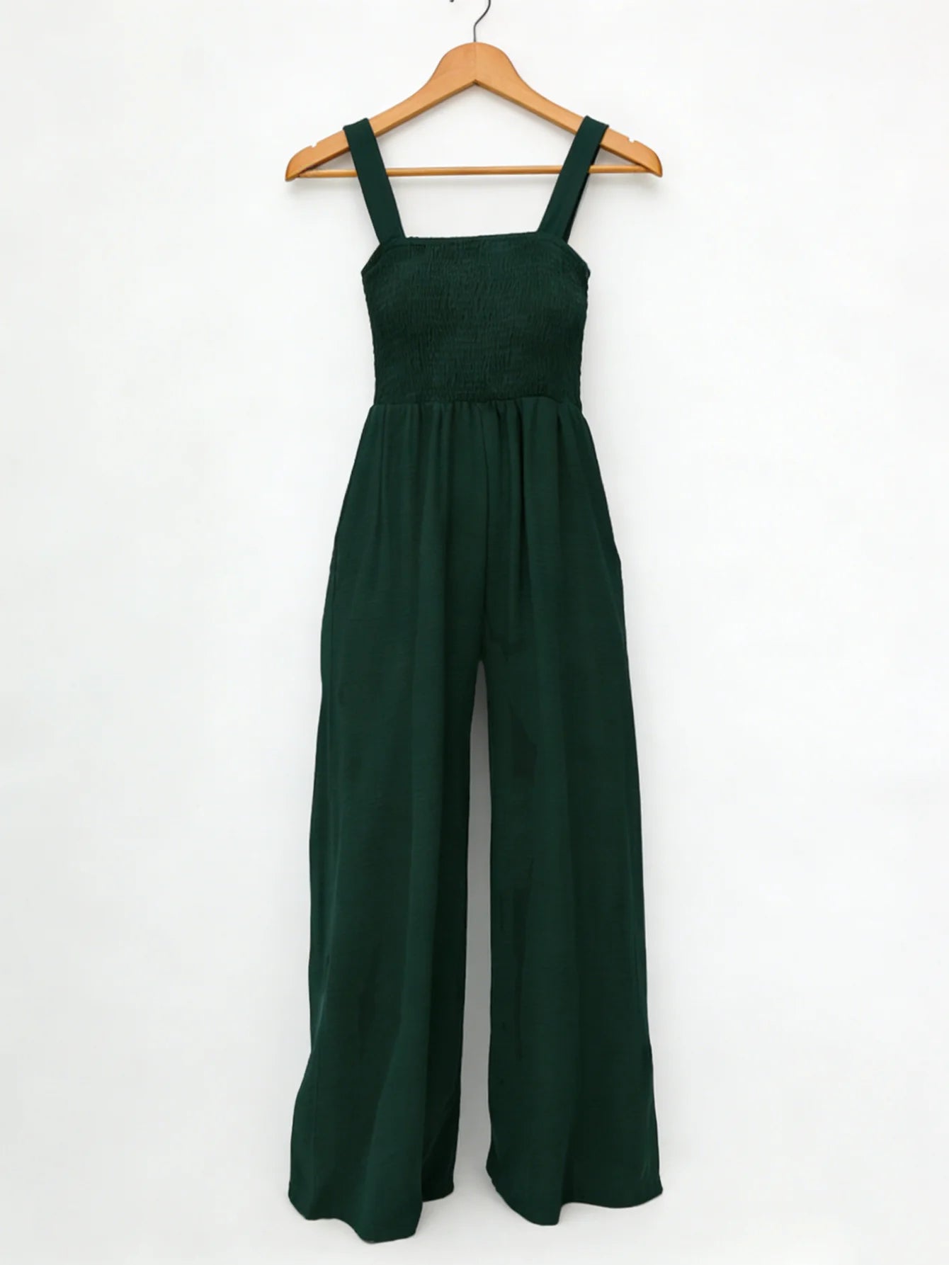 Women's Wide Leg Jumpsuit – Casual Loose Fit Solid Color Sleeveless One Piece Outfit