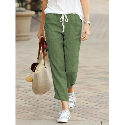 Y2K Drawstring Cotton Ankle Pants | Wovetsa
