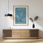 Blue Line Art Abstract Canvas Print | Wovetsa