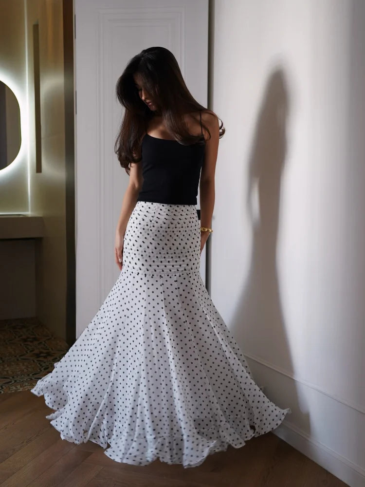 Polka Dot Mermaid Maxi Skirt | Wovetsa