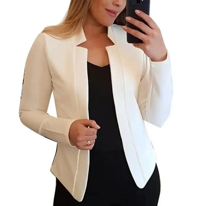 Open Stitch Mandarin Collar Blazer | Wovetsa