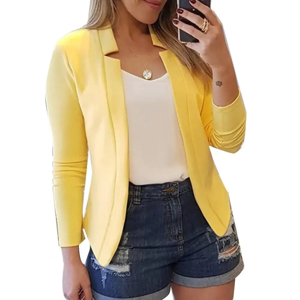 Open Stitch Mandarin Collar Blazer | Wovetsa