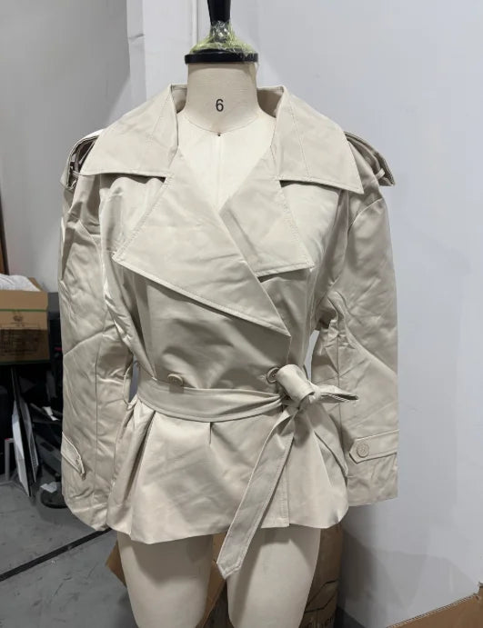 Women's Lapel Belted Trench Coat | Wovetsa
