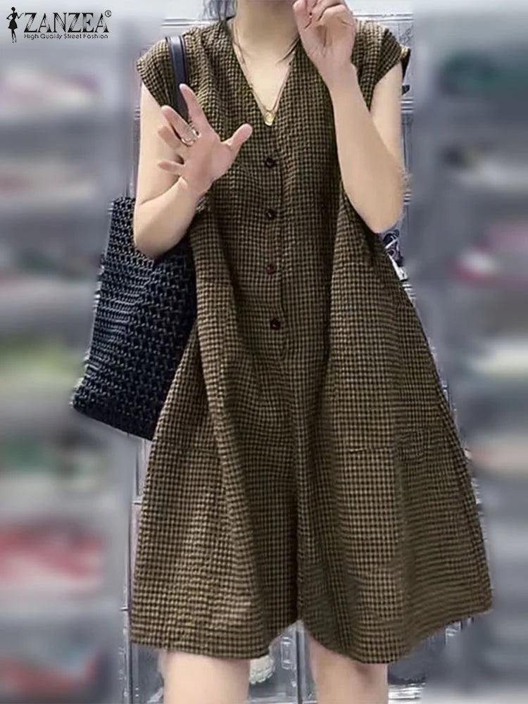 Plaid Sleeveless Jumpsuit | Wovetsa