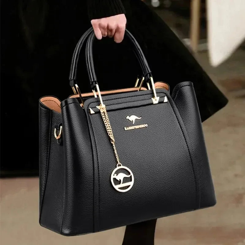 Soft PU Leather Square Tote Bag with Appliqué Detail | Wovetsa