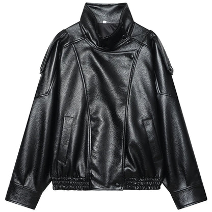 Cropped Leather Bomber Jacket | Wovetsa