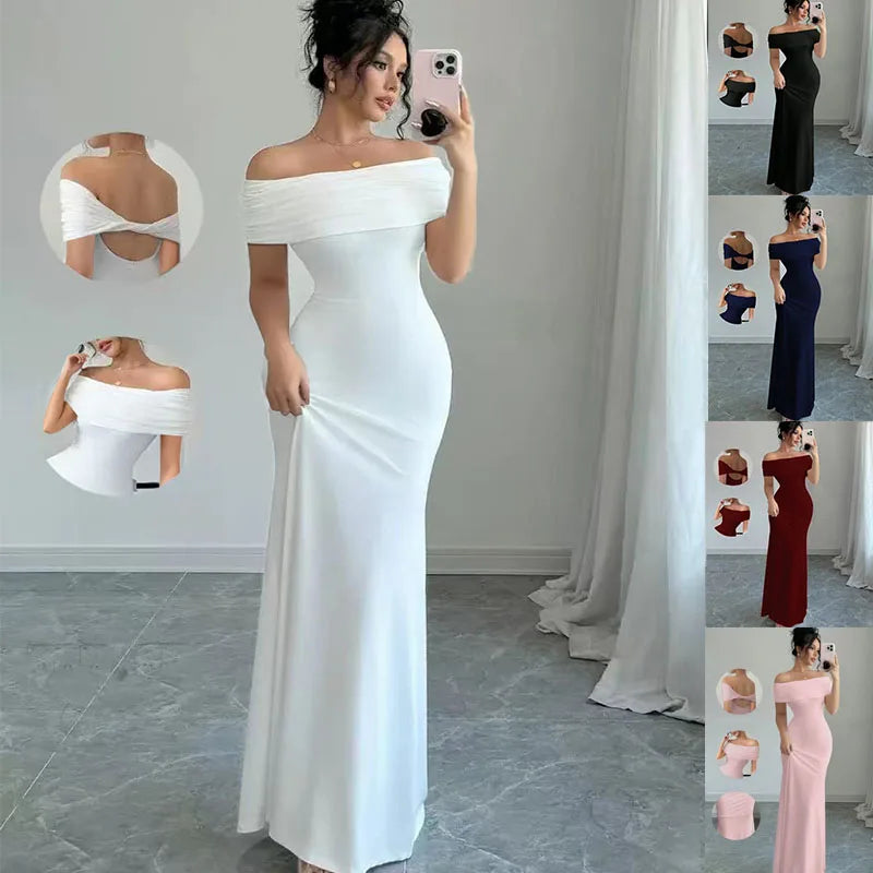 Off-Shoulder Sleeveless Bodycon Midi Dress | Wovetsa