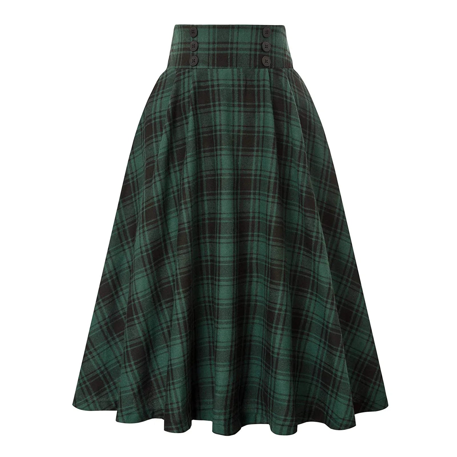 High Waist Plaid A-Line Swing Skirt | Wovetsa