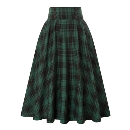 High Waist Plaid A-Line Swing Skirt | Wovetsa