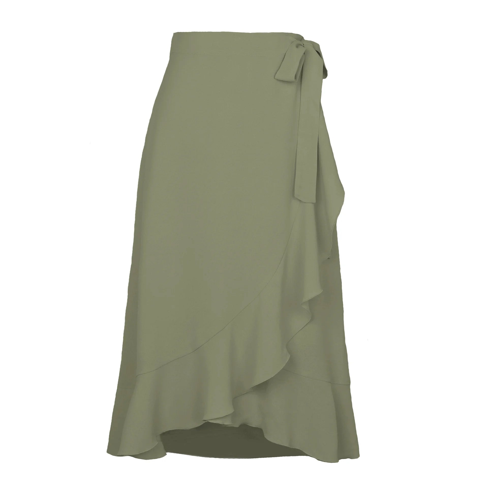 Lace-Up Ruffle Chiffon Bodycon Midi Skirt | Wovetsa