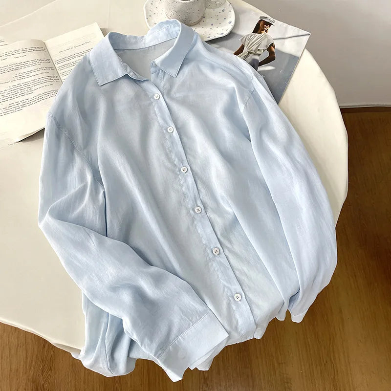 Lyocell Linen Long Sleeve Cardigan Shirt | Wovetsa