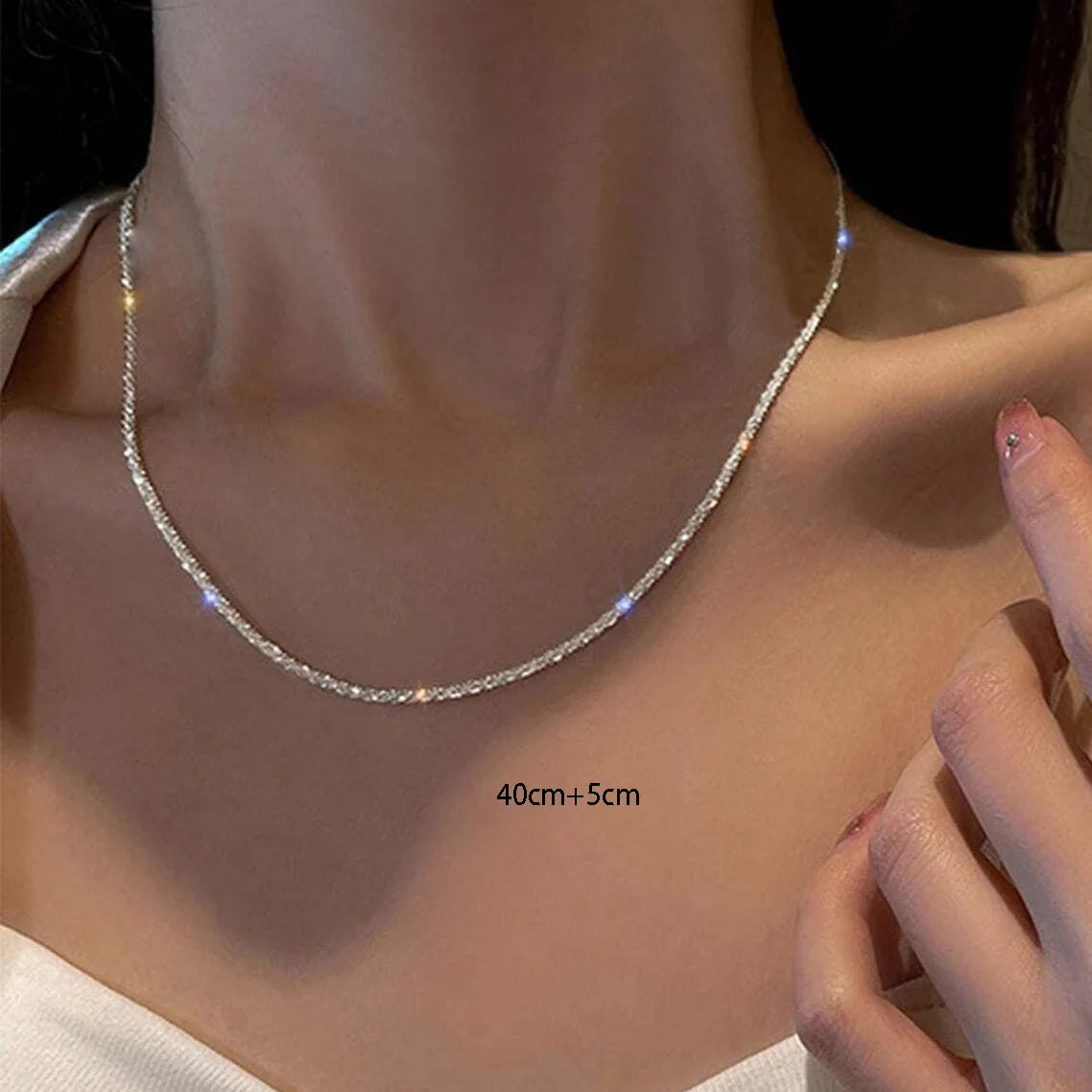 Sparkling Choker Clavicle Chain Necklace | Wovetsa