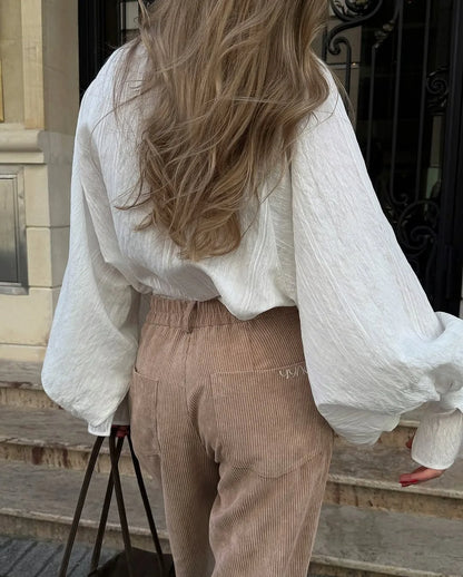 Oversized Cotton Puff Sleeve Shirt | Wovetsa