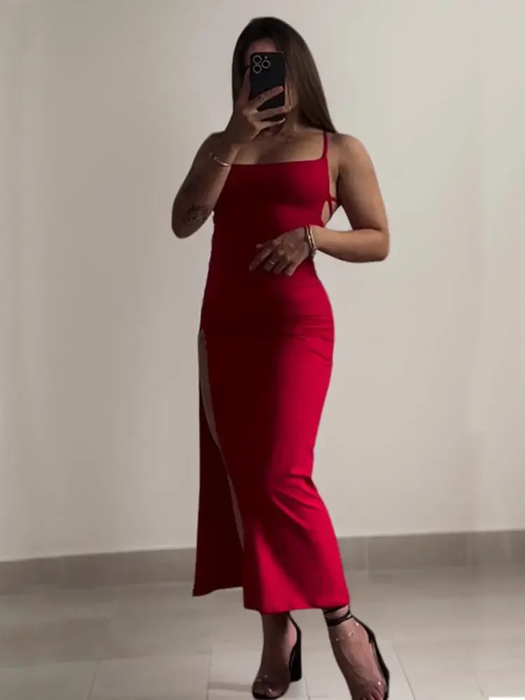 Halter Strap Bodycon Midi Dress | Wovetsa