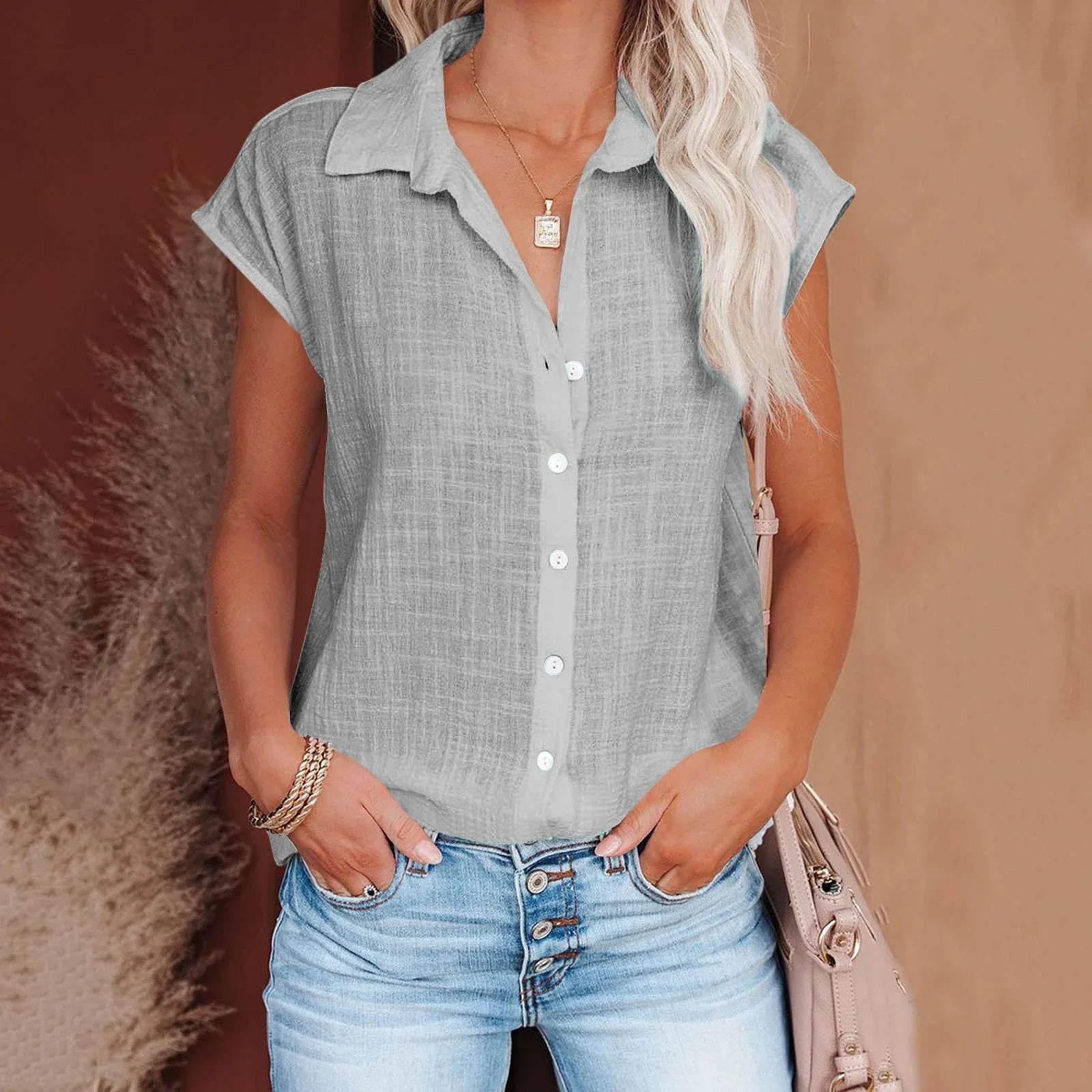 Loose Short Sleeve Casual Shirt | Wovetsa