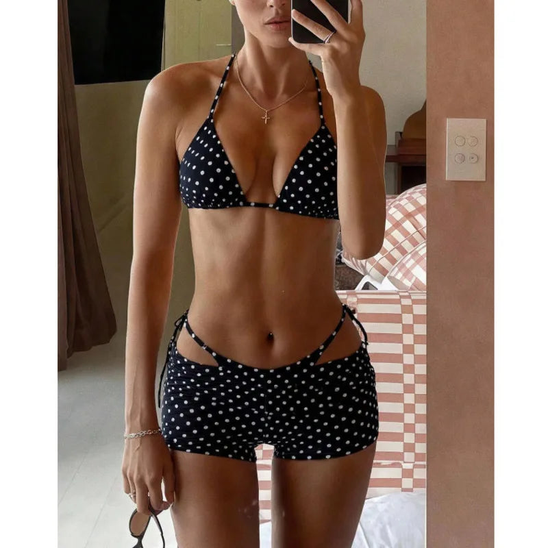 Polka Dot 3-Piece Bikini Set | Wovetsa