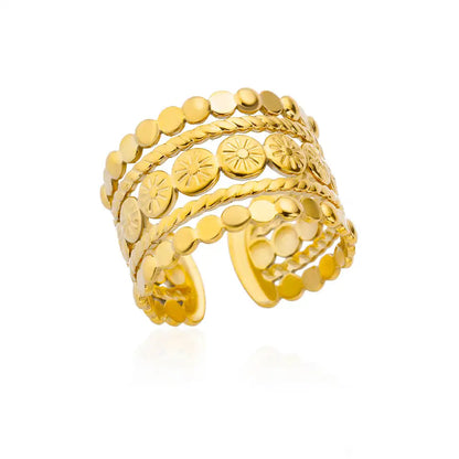 Gold-Tone Stainless Steel Cocktail Ring | Wovetsa