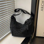Women Fashion Leopard Print Crossbody Bag Large Capacity Hobo Shoulder Bag for Daily Commuter Multi Pocket Armpit Tote Bag