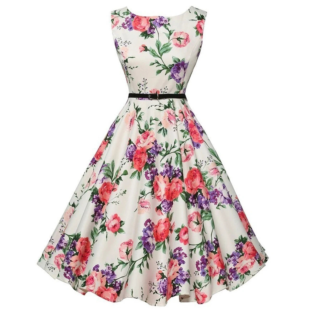 Floral Retro Swing Midi Dress | Wovetsa