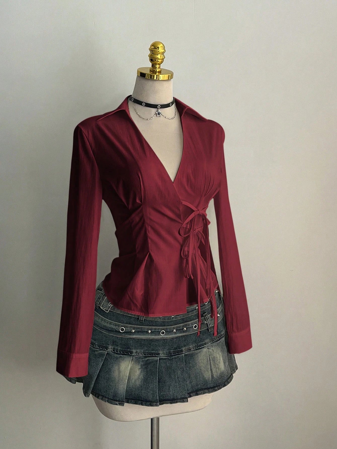 Side Strap Slim Fit Long Sleeve Shirt | Wovetsa