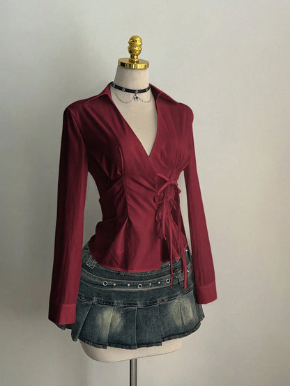 Side Strap Slim Fit Long Sleeve Shirt | Wovetsa