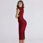 Striped Bandage Knit Midi Dress | Wovetsa