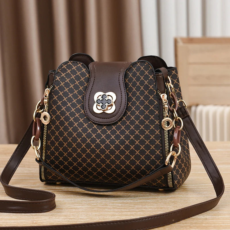 Check Print Bucket Crossbody Bag | Wovetsa