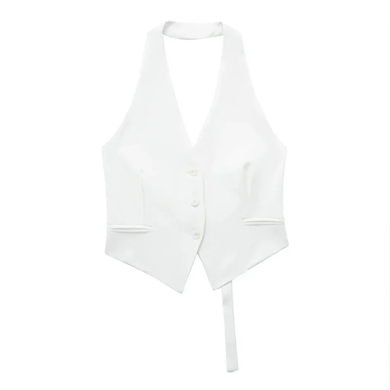 Off-Shoulder Cropped Vest | Wovetsa