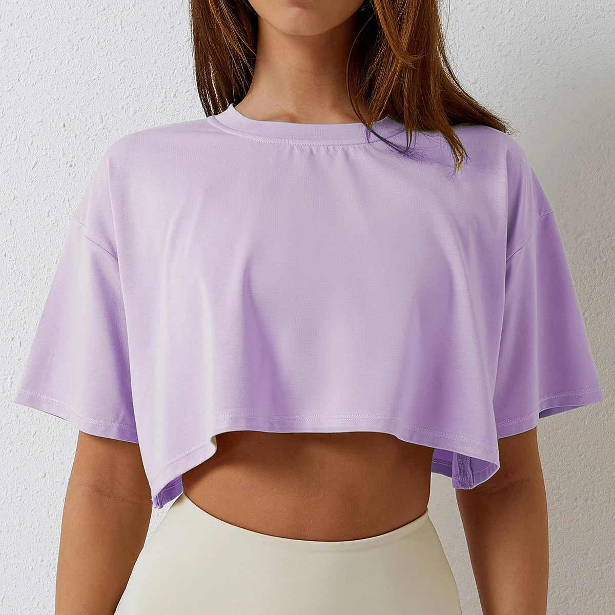 Women's Cotton Blend Short Sleeve Sport T-Shirt Loose Fit Yoga Fitness Casual Top