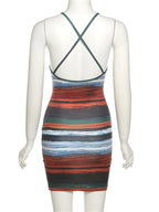 Striped Backless Mini Dress | Wovetsa