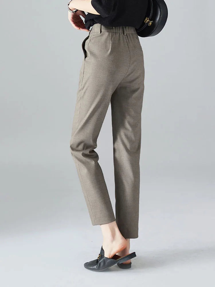 High-Waist Straight Suit Trousers | Wovetsa