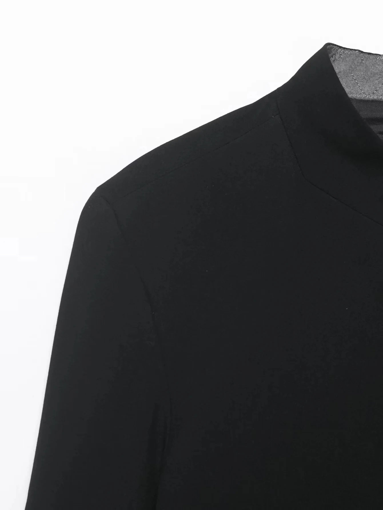 Solid O-Neck Straight Blazer | Wovetsa