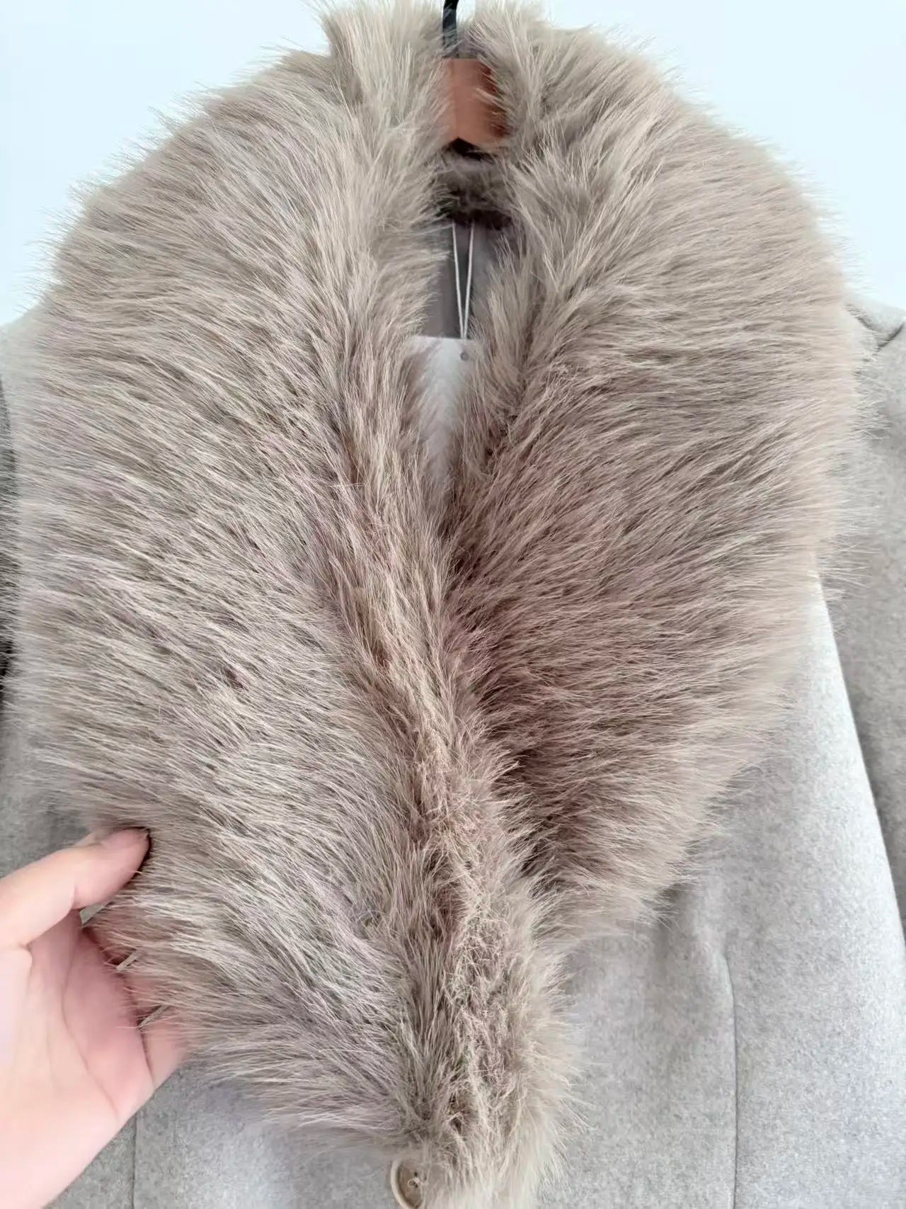 Women's Belt Warm Fur Collar Coat Flip Collar Pocket Button Decoration Autumn/Winter New Women's Wear