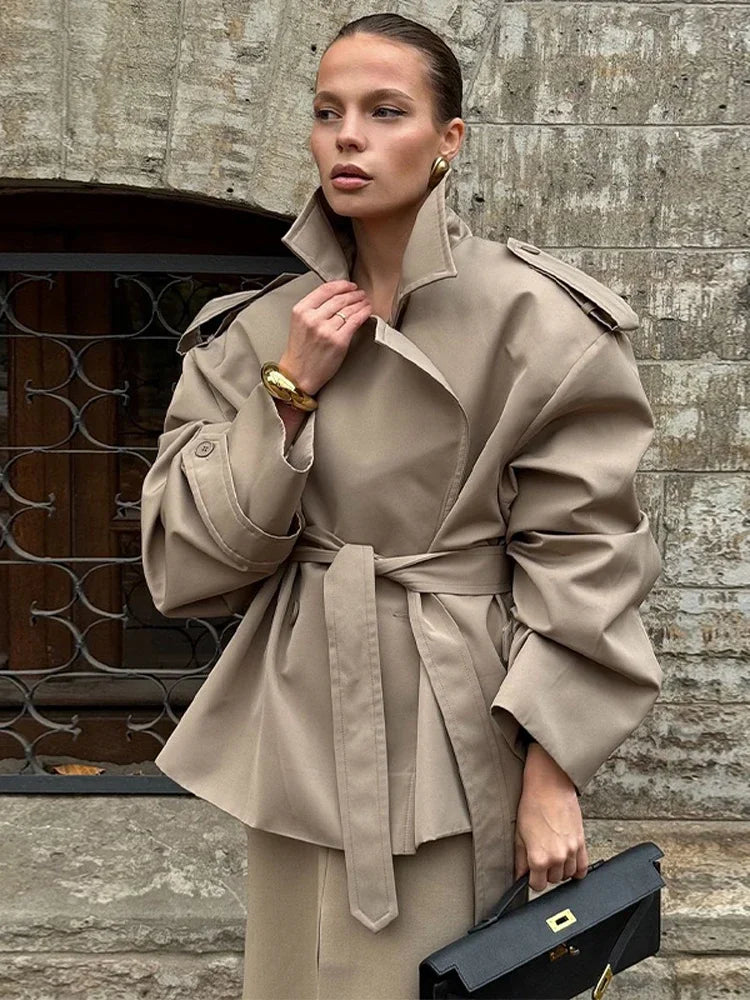 Women's Lapel Belted Trench Coat | Wovetsa