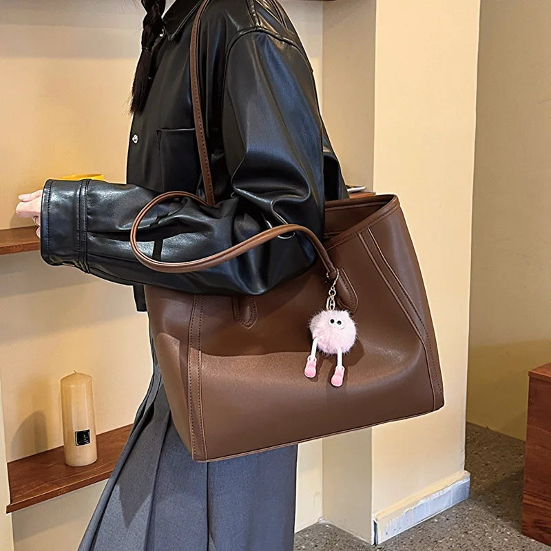 Korean PU Leather Shoulder Tote | Wovetsa