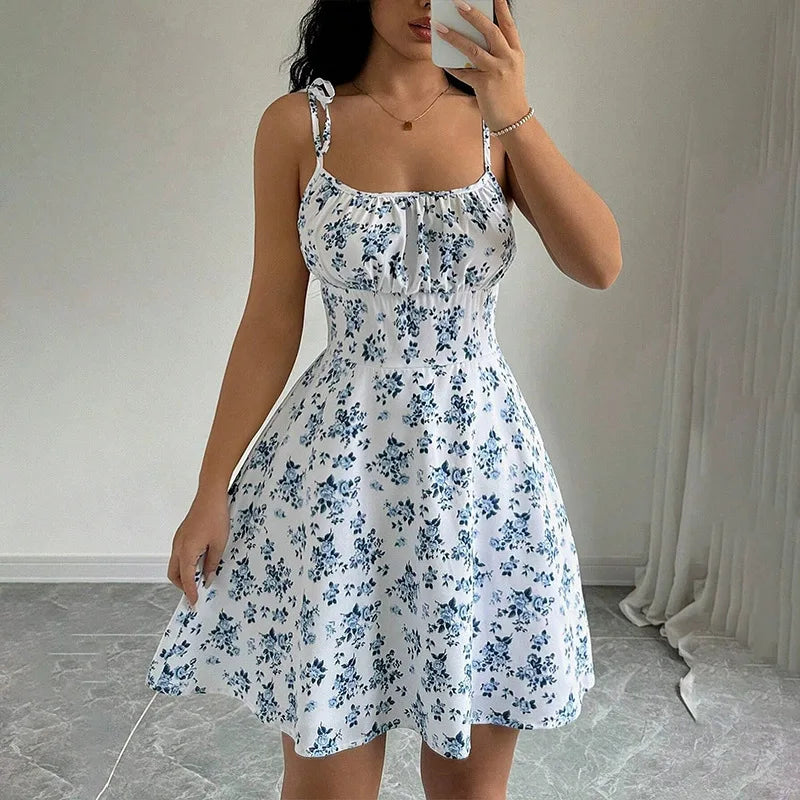 Floral Spaghetti Strap Beach Dress | Wovetsa