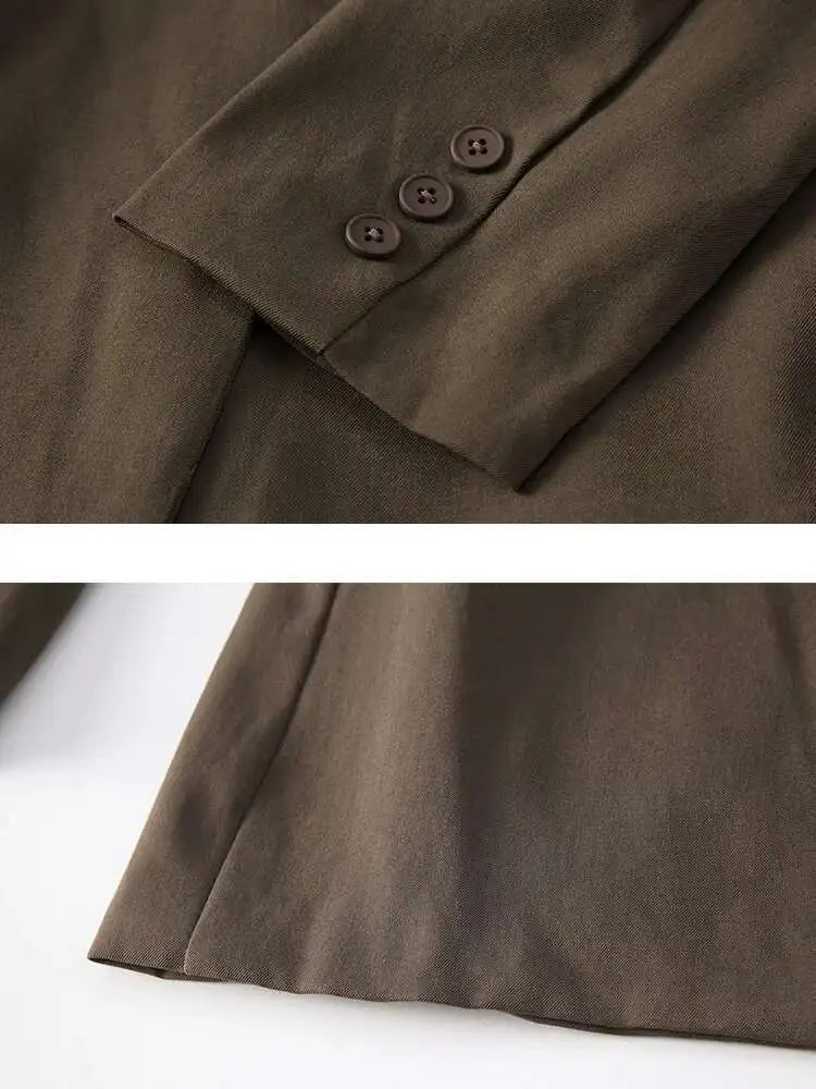 LANMREM Belt Spliced Design Blazer Women Vintage Notched Collar Single Button Coat Fashion 2025 Spring New Clothing 2AA4613