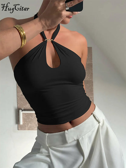 Halter Backless Bandage Crop Tank Top | Wovetsa