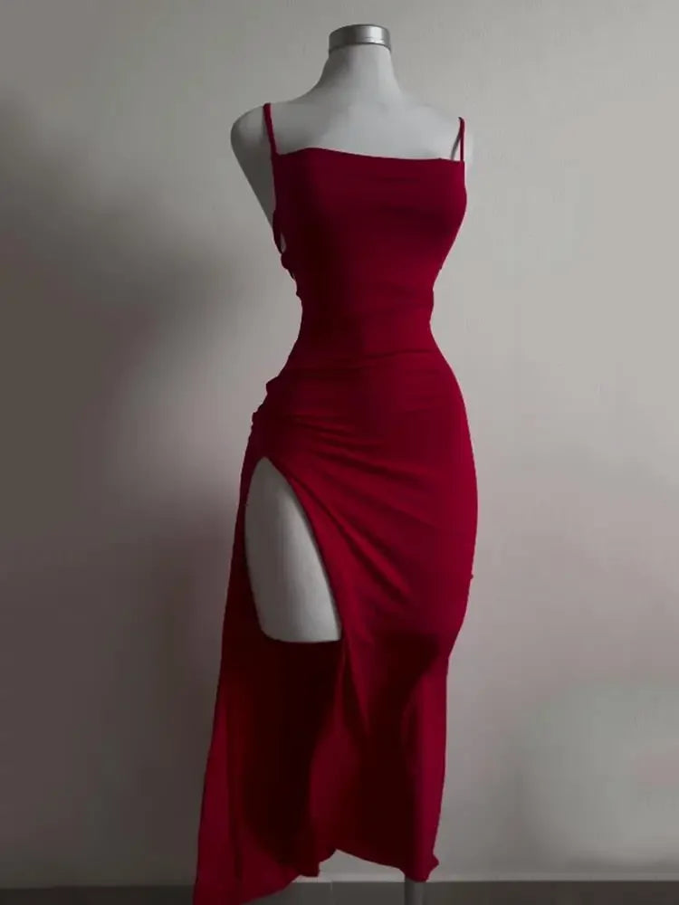 Halter Strap Bodycon Midi Dress | Wovetsa