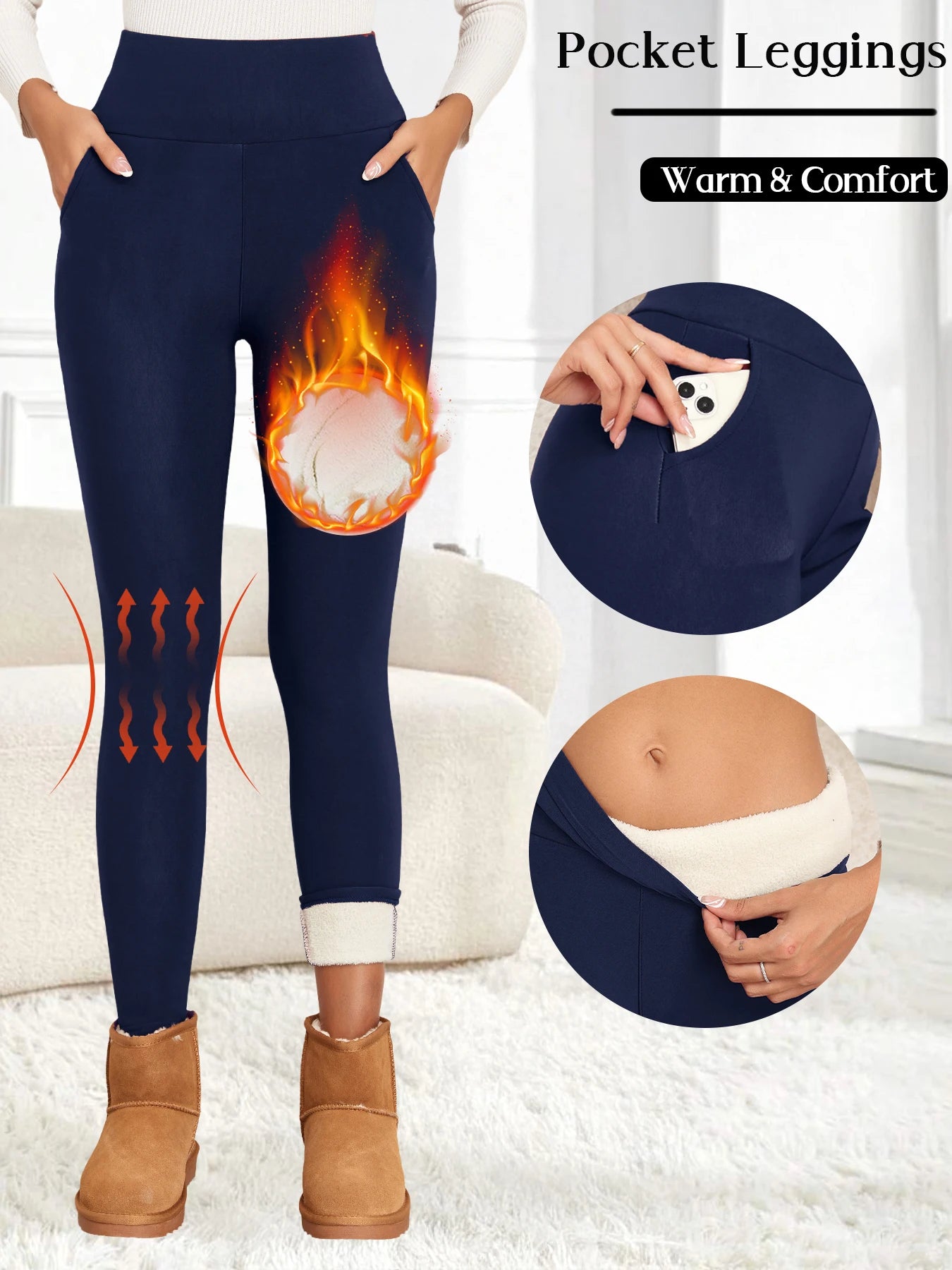 Fleece High-Waist Thermal Leggings | Wovetsa