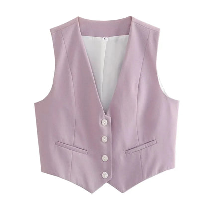 Cropped Suit Vest | Wovetsa