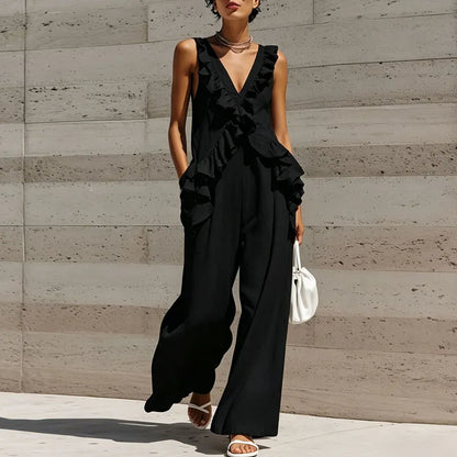 Women's Ruffle Wide Leg Jumpsuit | Wovetsa