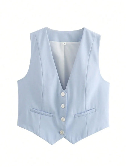 Cropped Suit Vest | Wovetsa