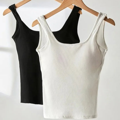 Backless Tank Top with Built-in Bra – Square Neck Camisole | Wovetsa