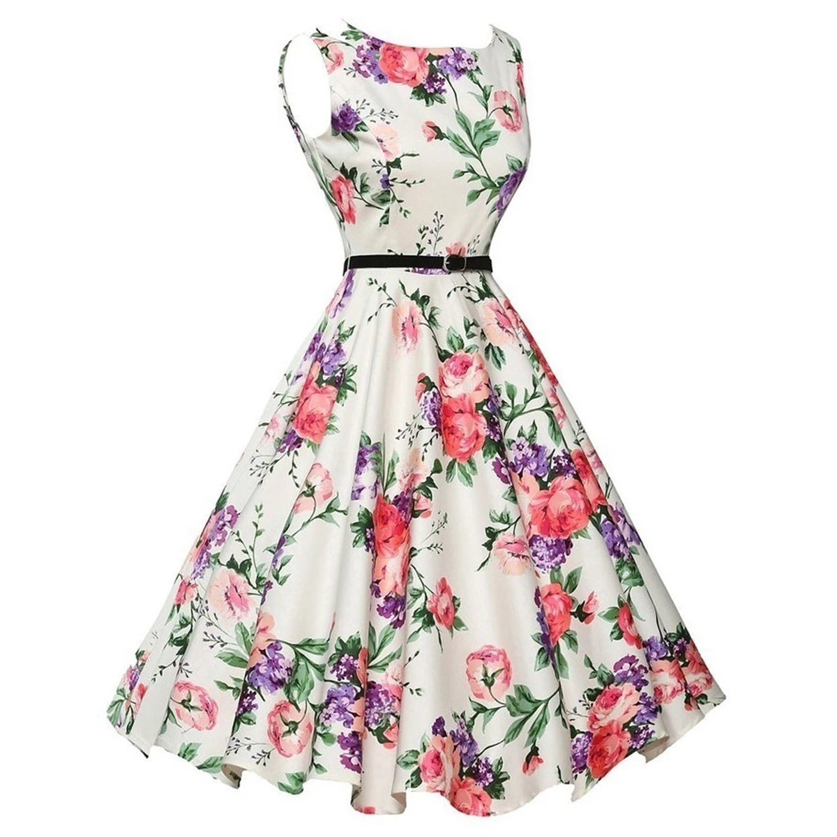 Floral Retro Swing Midi Dress | Wovetsa