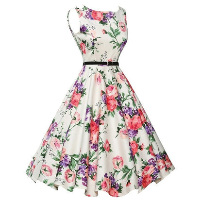 Floral Retro Swing Midi Dress | Wovetsa