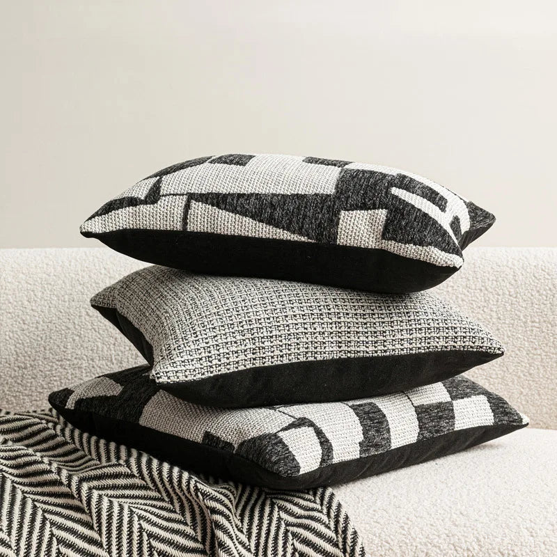 Black & White Jacquard Cushion Cover | Wovetsa